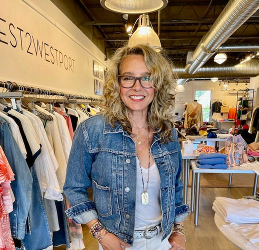 Kitt Shapiro in her Westport CT boutique WEST